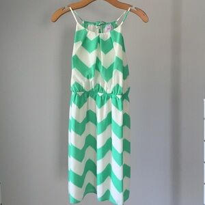 Mint green chevron halter style dress size large